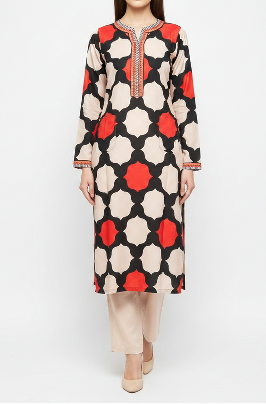 Long Printed Shirt Suit