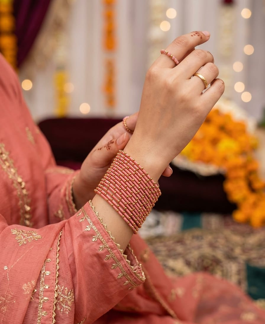 Metal Thread Bangles Set