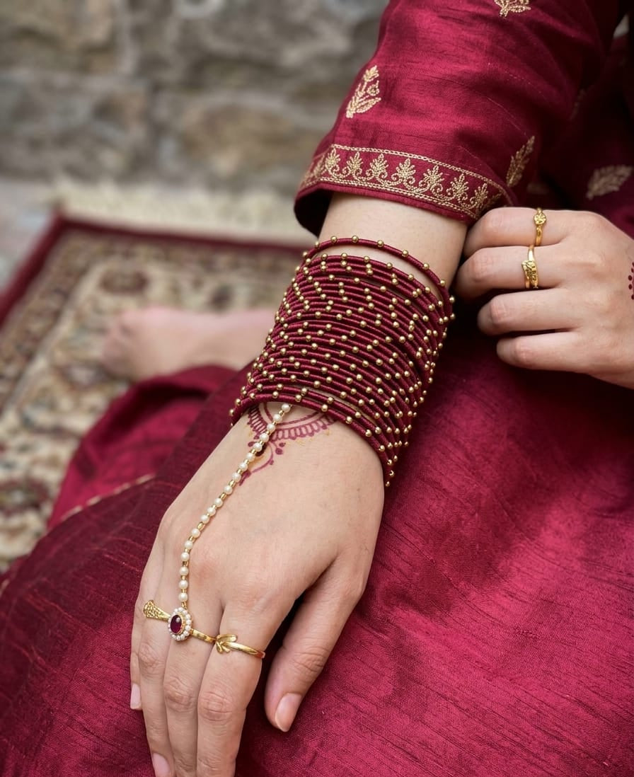 Metal Thread Bangles Set