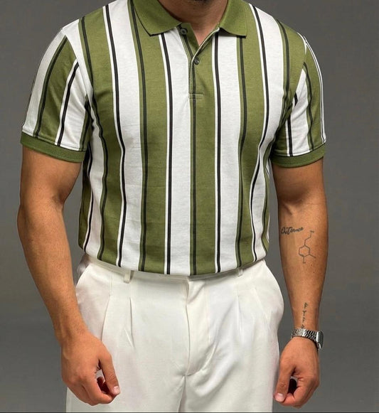 Old Money Stripe Printed Polo