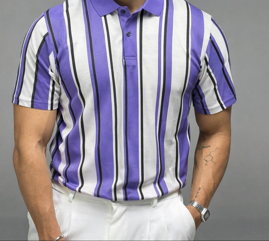 Old Money Stripe Printed Polo