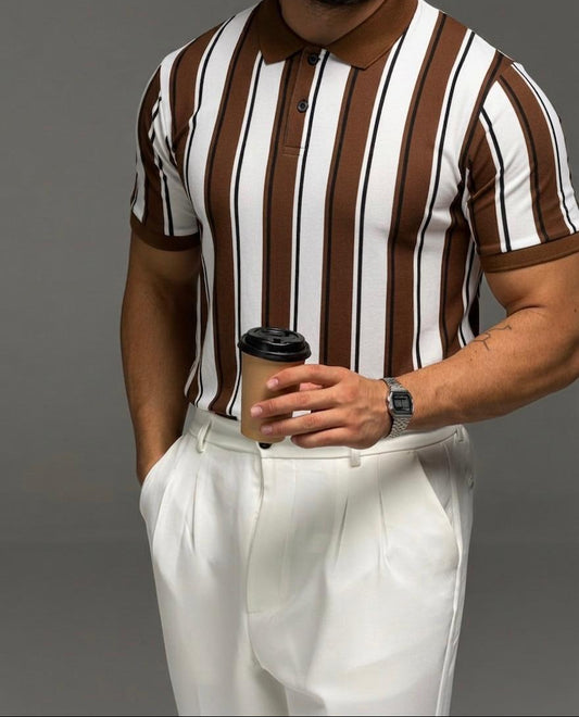 Old Money Stripe Printed Polo