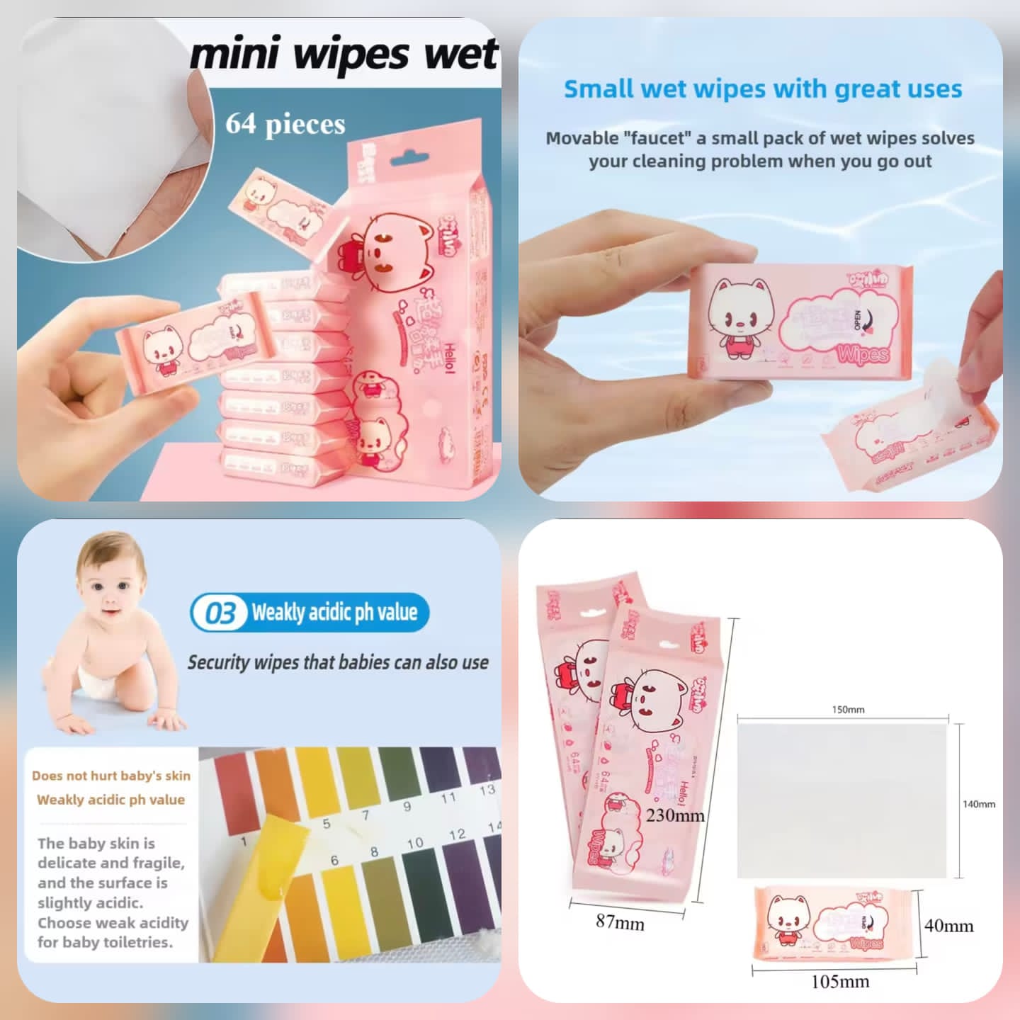 Pack of 2-Mini Packed Wipes