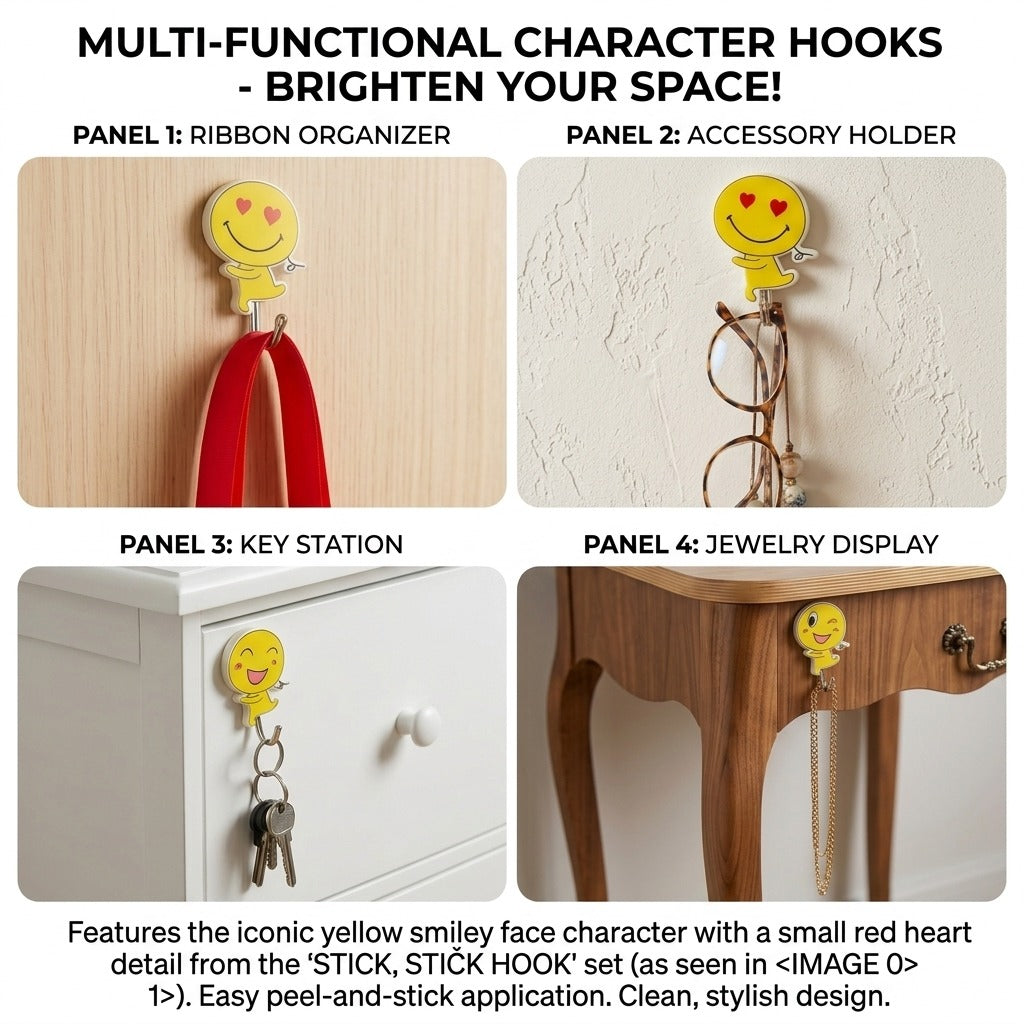 Pack of 9 Pcs Emoji Wall Hooks