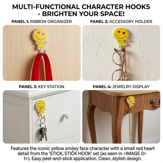 Pack of 9 Pcs Emoji Wall Hooks