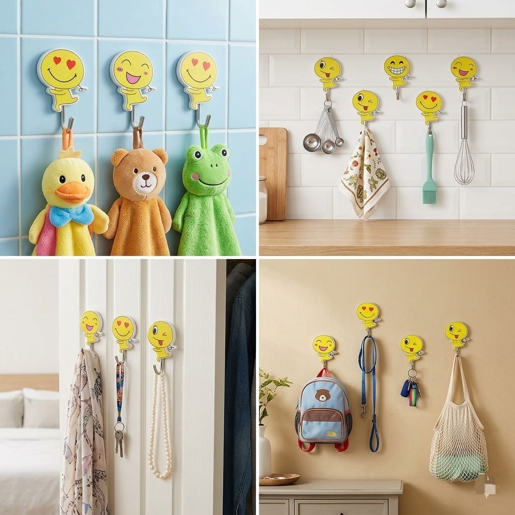 Pack of 9 Pcs Emoji Wall Hooks