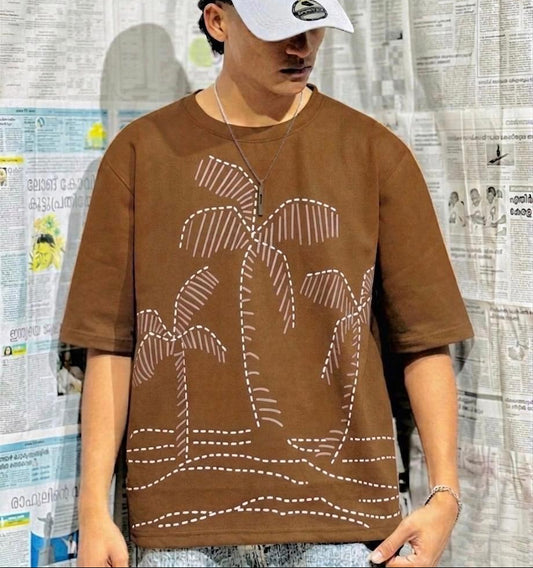 Palm Tree Drop Shoulder T-Shirt