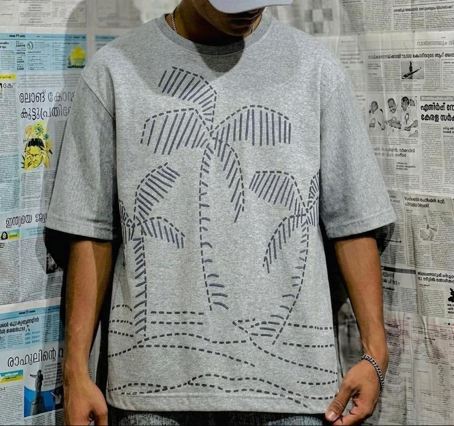 Palm Tree Graphic Printed Dropshoulder