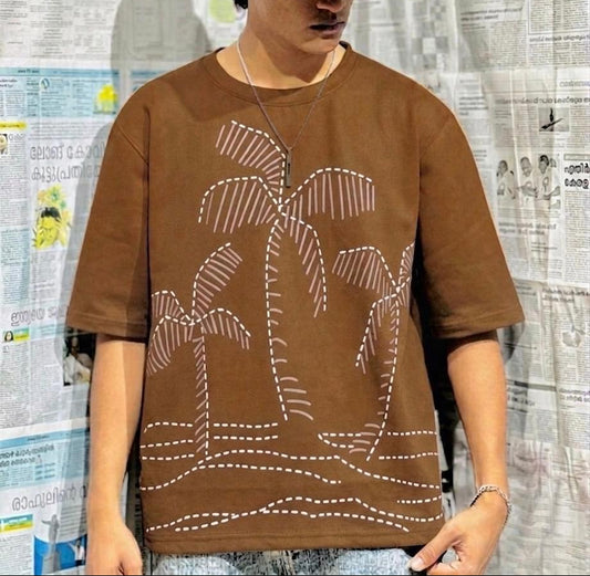 Palm Tree Graphic Printed Dropshoulder