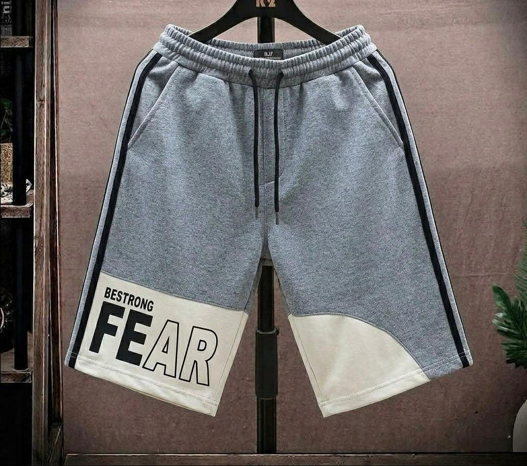 Panel Stripe Fear Printed Baggy Short