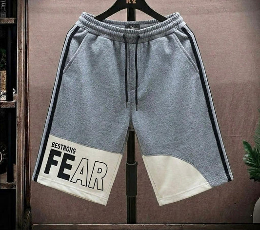 Panel Stripe Fear Printed Baggy Short