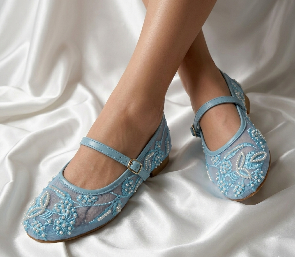 Pearl Embroidered Flat