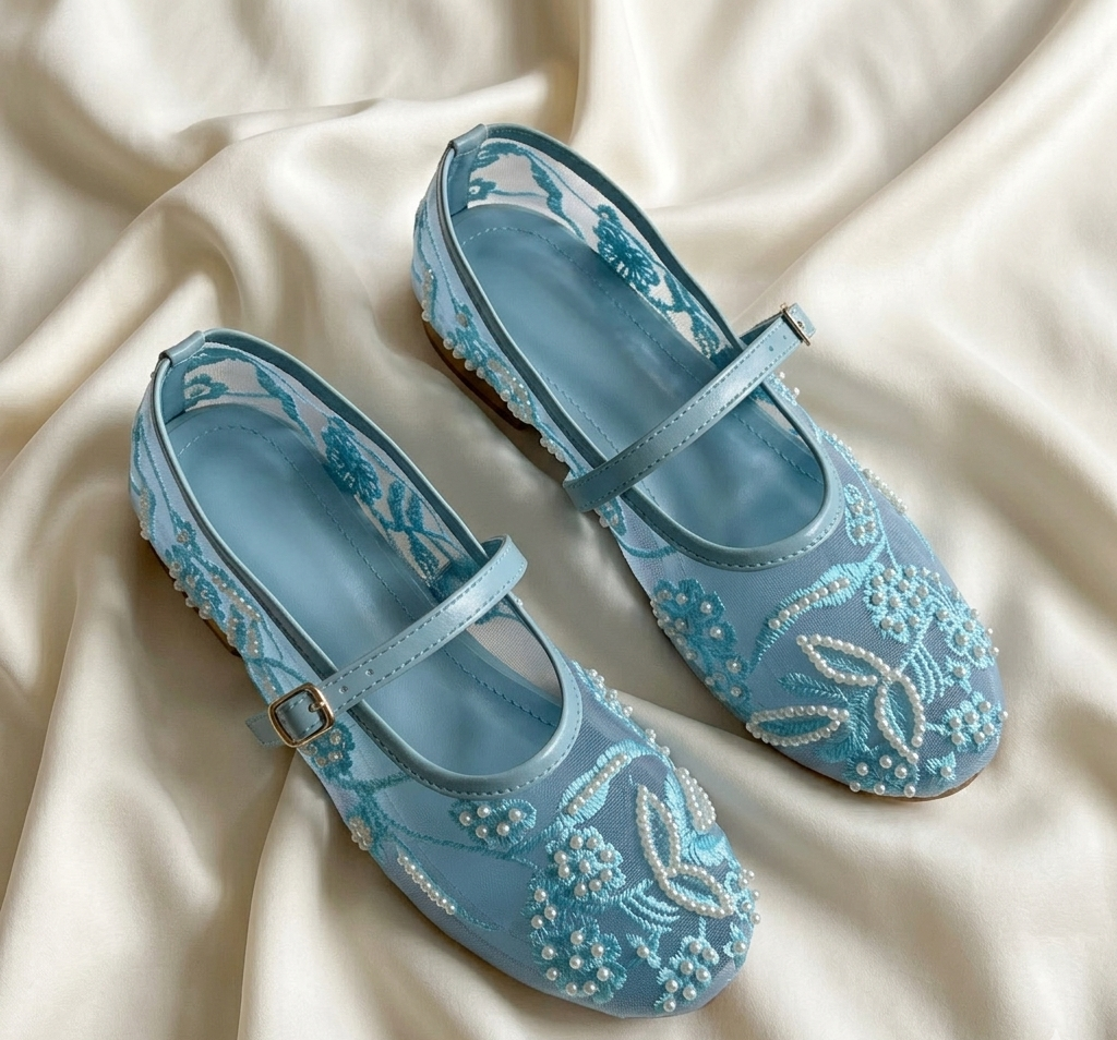 Pearl Embroidered Flat