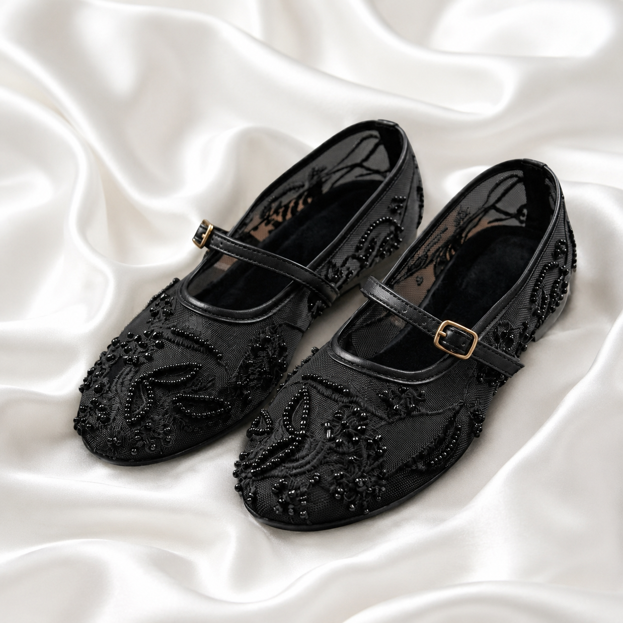 Pearl Embroidered Flat