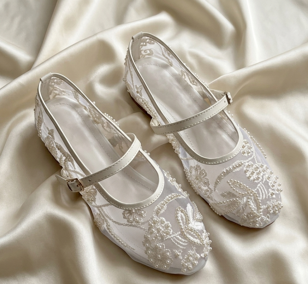 Pearl Embroidered Flat