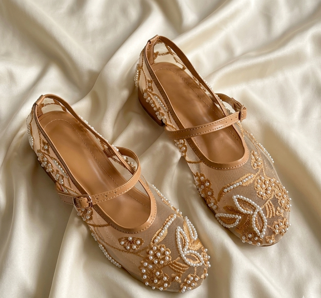Pearl Embroidered Flat