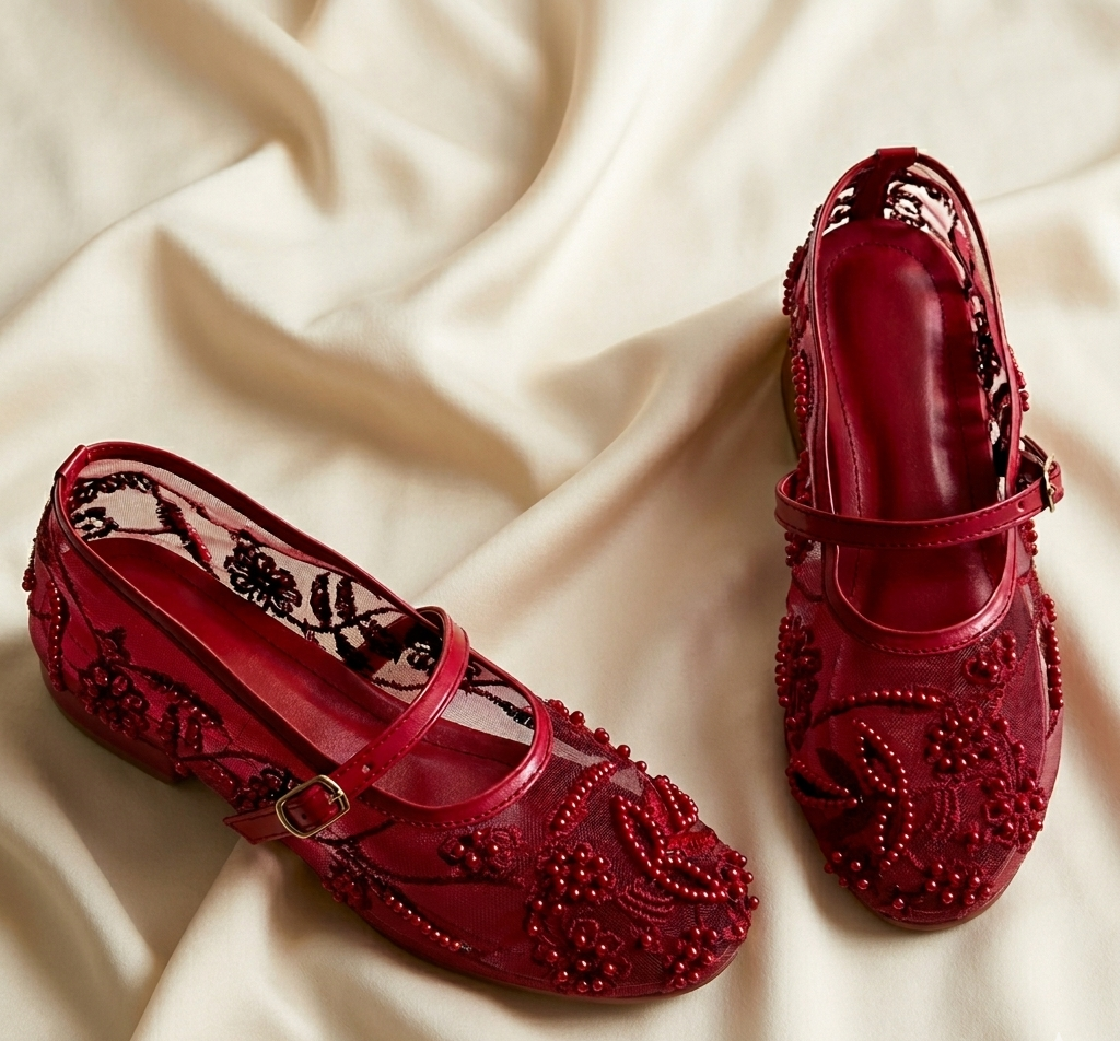 Pearl Embroidered Flat