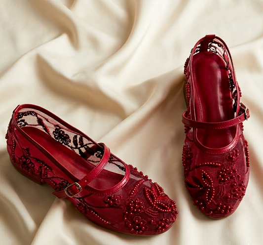 Pearl Embroidered Flat