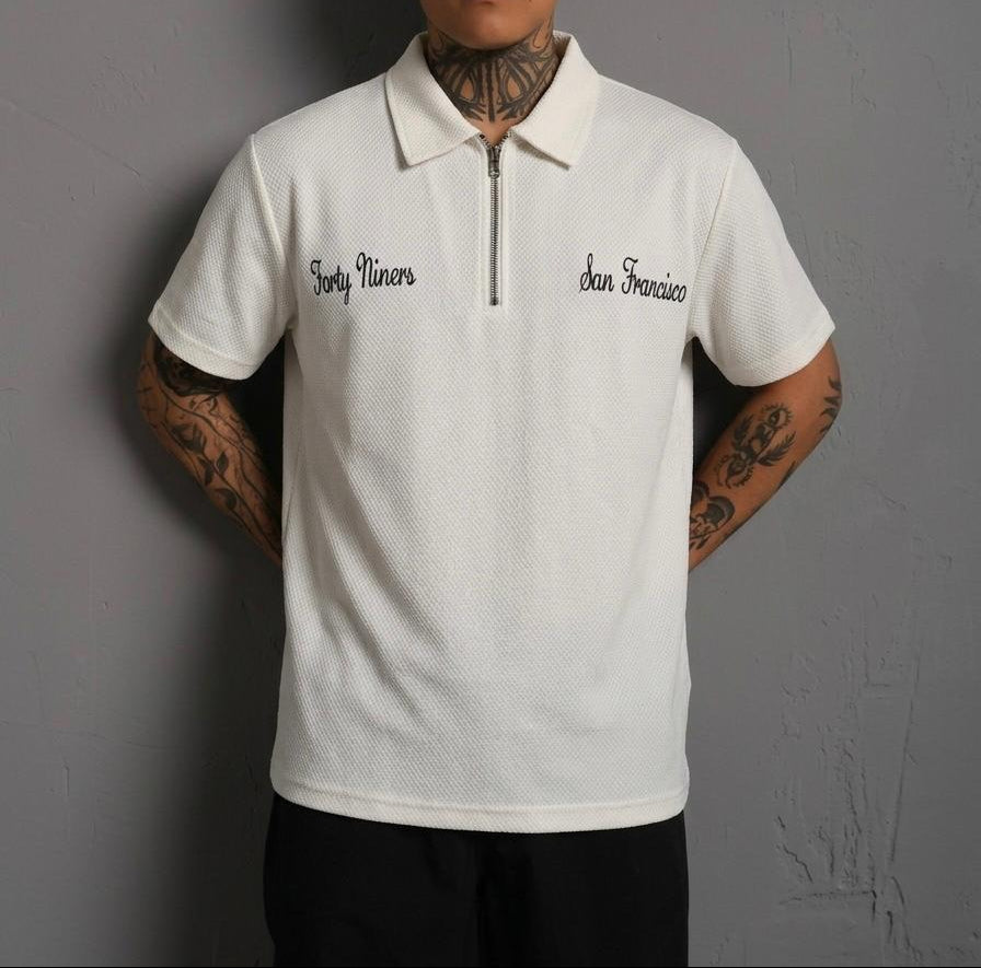 Printed Zip Polo