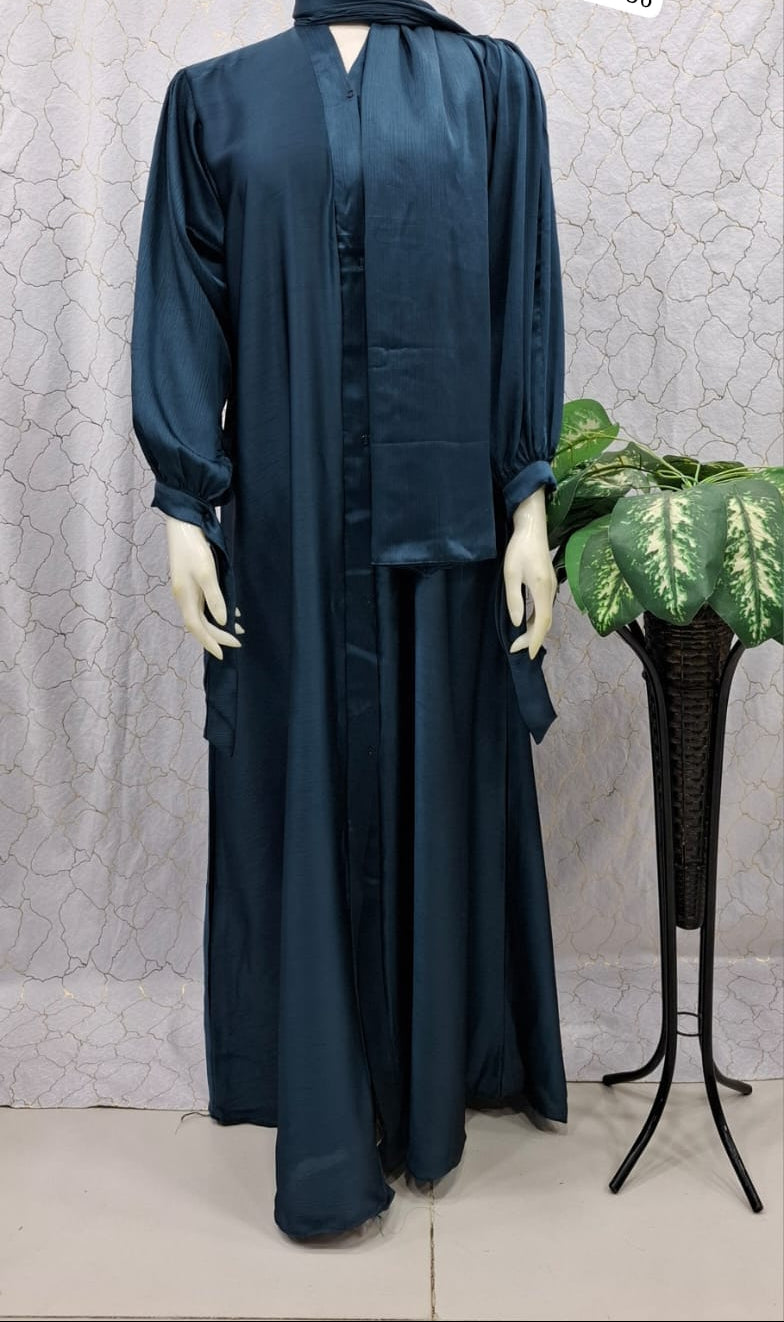 Silk Front Open Abaya