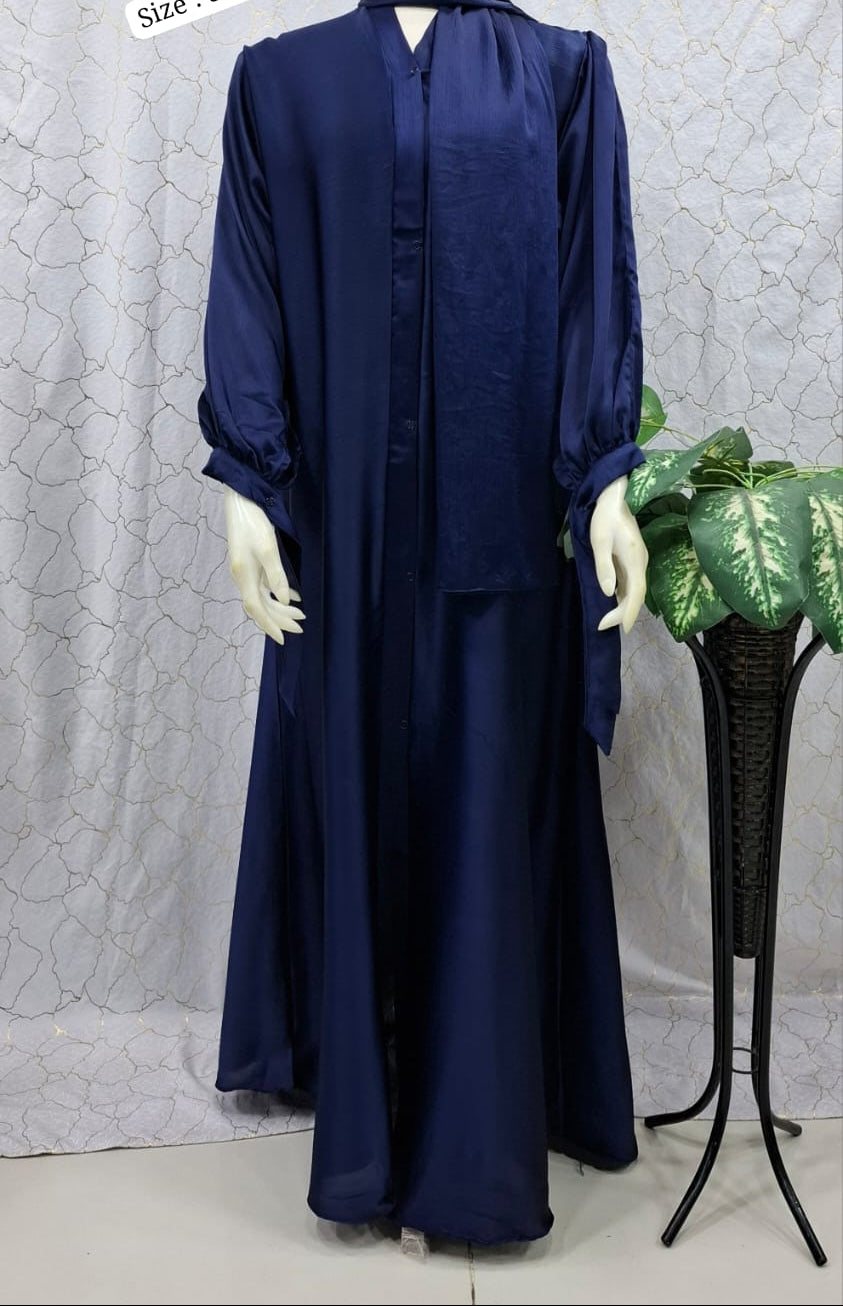 Silk Front Open Abaya