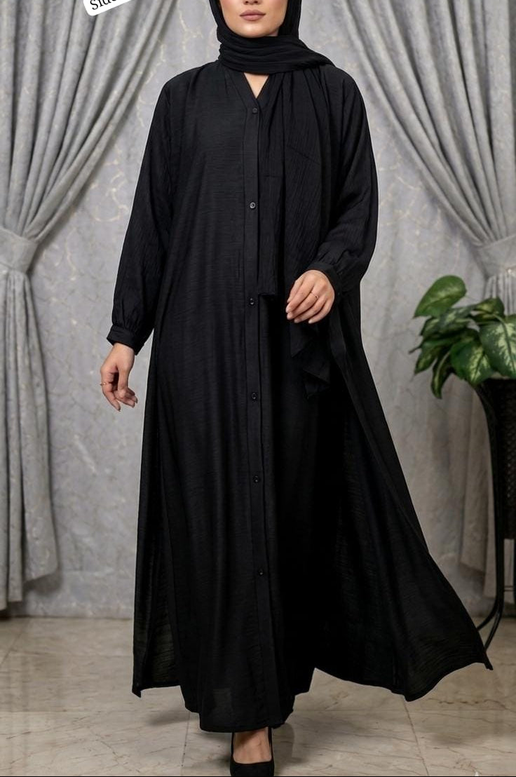 Silk Front Open Abaya