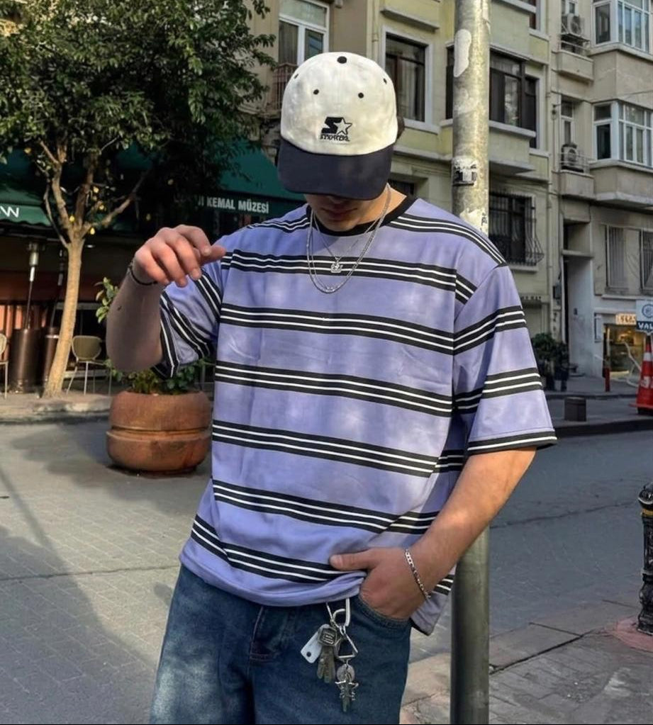 Stripe Printed  Drop Shoulder