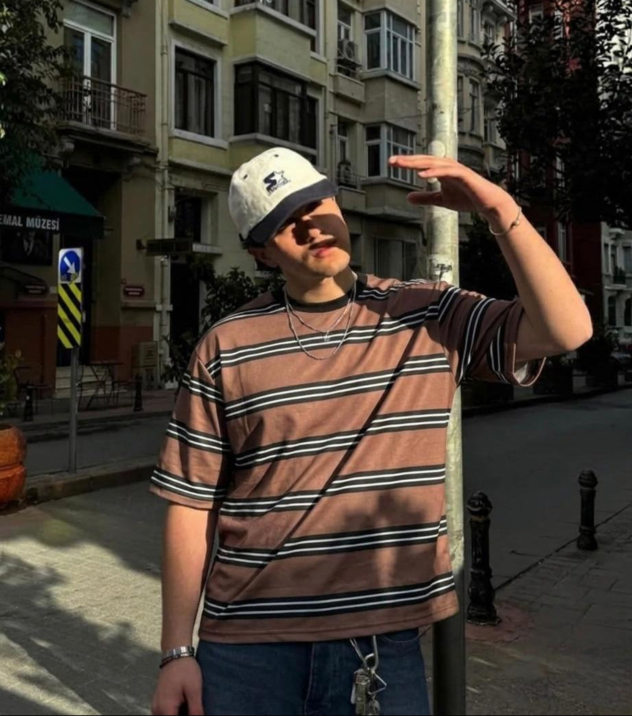 Stripe Printed  Drop Shoulder