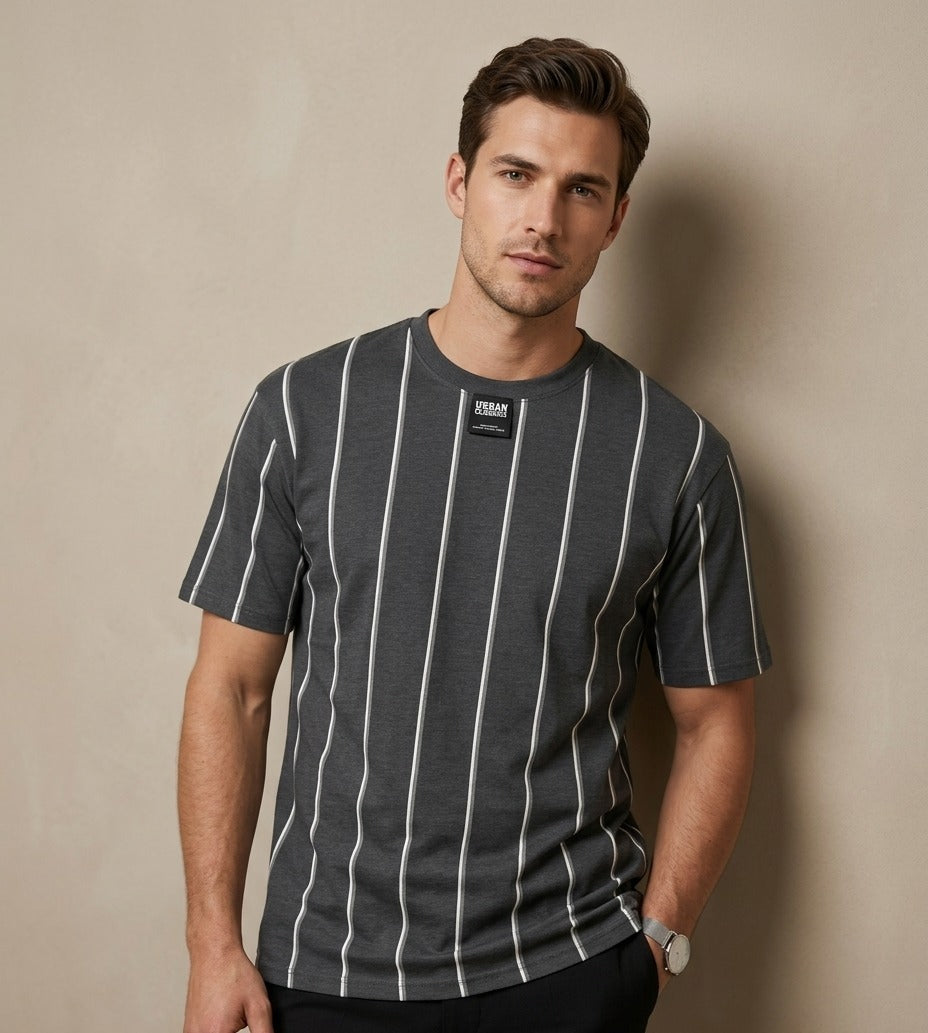 Stripe Printed Drop Shoulder