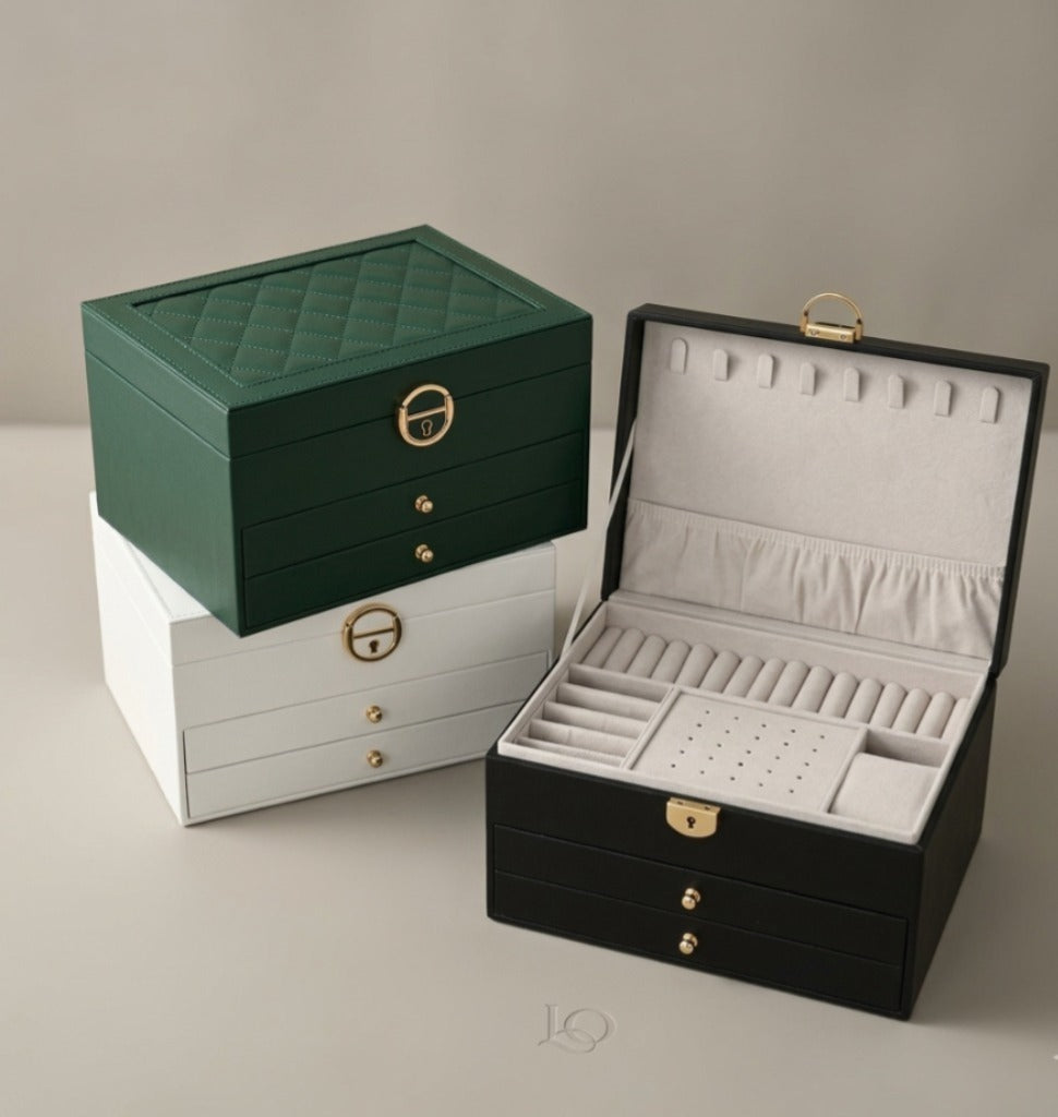 Three Layer Leather Jewelry Box