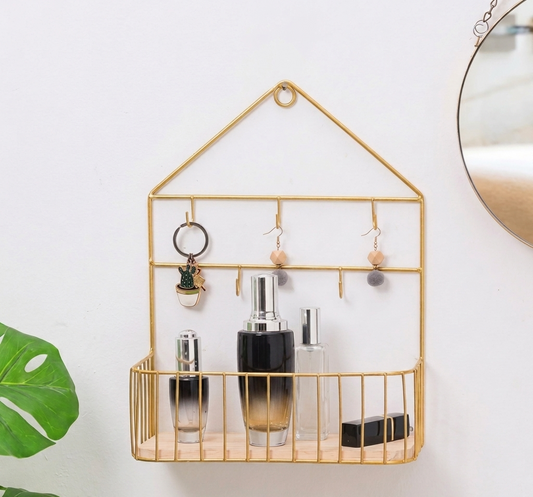 Wall-Mounted Shelf with Hooks