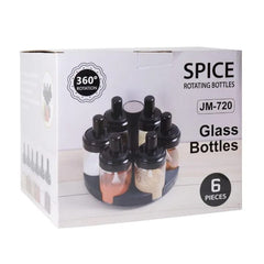 6-Pieces Spice Rotating Glass Jars