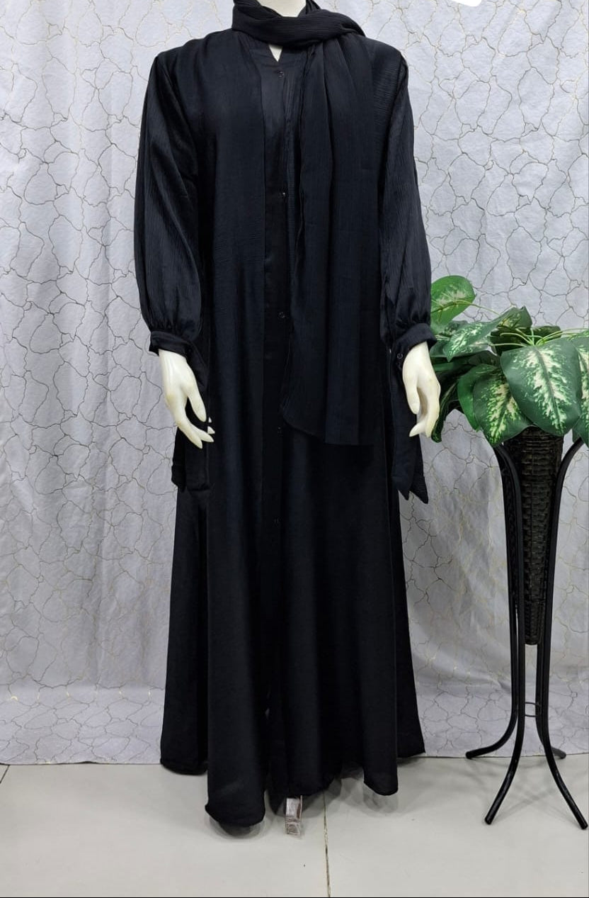 Silk Front Open Abaya