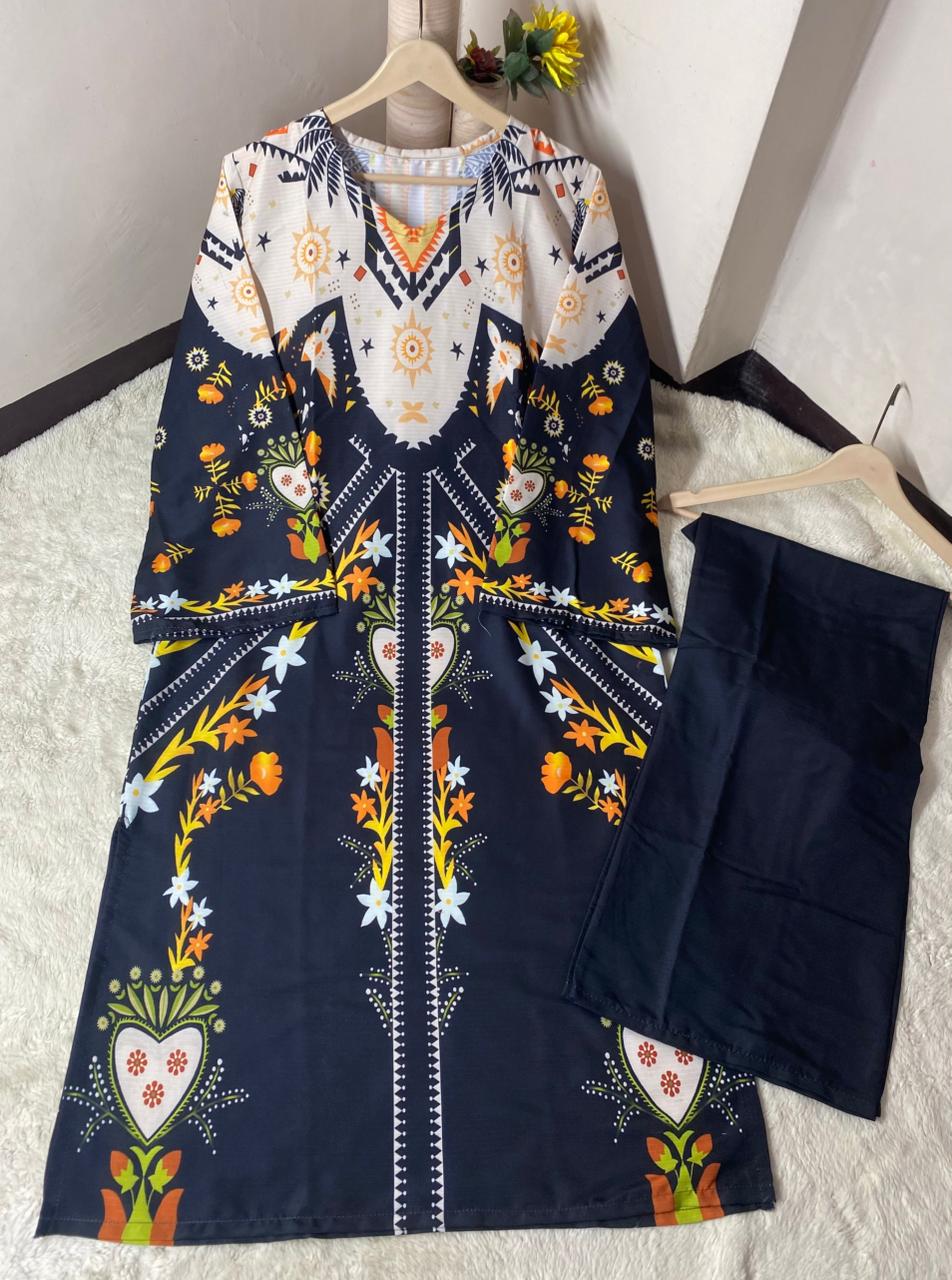 2-Piece Long Printed Kaftan
