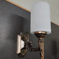 White Ribbed Wall Lamp with Brass Bracket
