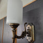 White Ribbed Wall Lamp with Brass Bracket