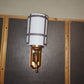 White Ribbed Wall Lamp with Brass Bracket