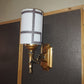 White Ribbed Wall Lamp with Brass Bracket