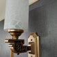 White Ribbed Wall Lamp with Brass Bracket