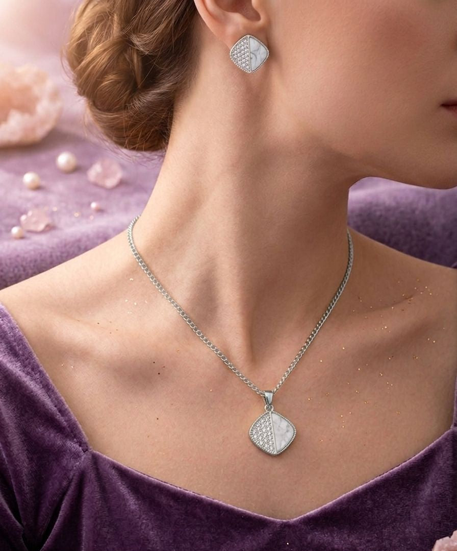 Zircon Stone Locket Set