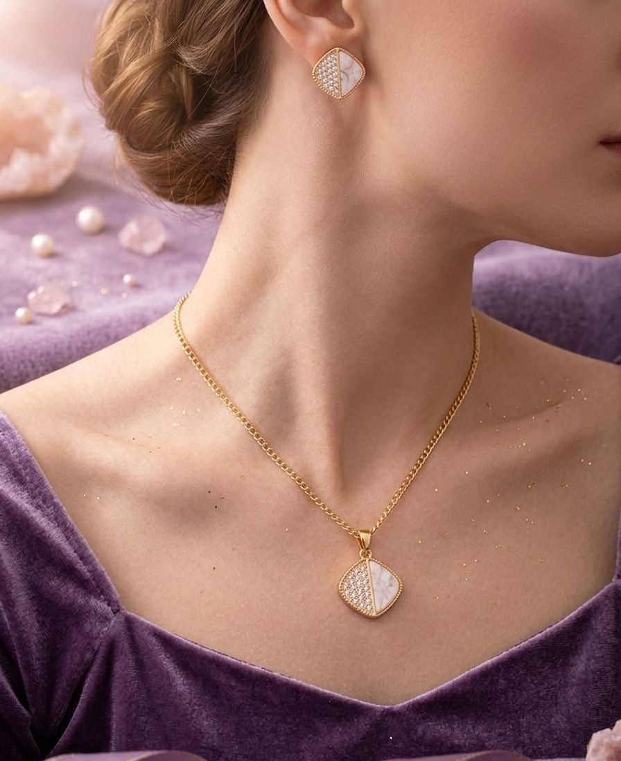 Zircon Stone Locket Set