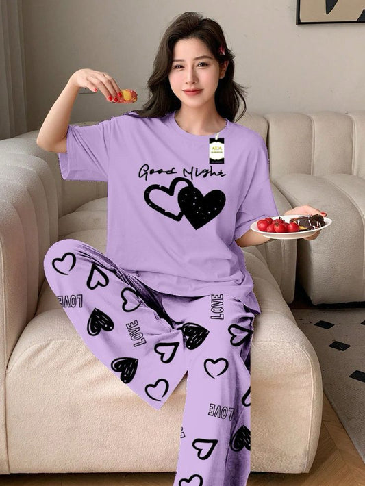 Night Suit with Printed Trouser