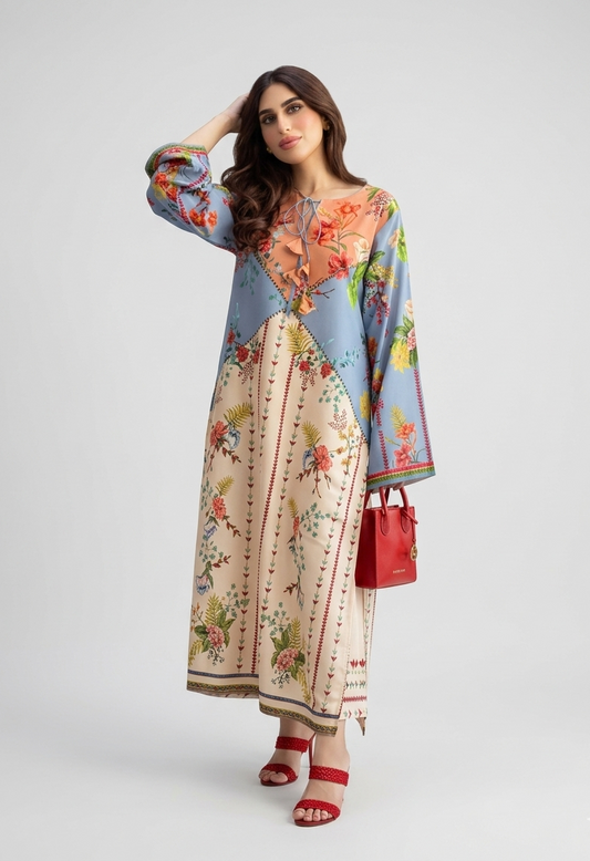 2-Piece Long Printed Kaftan