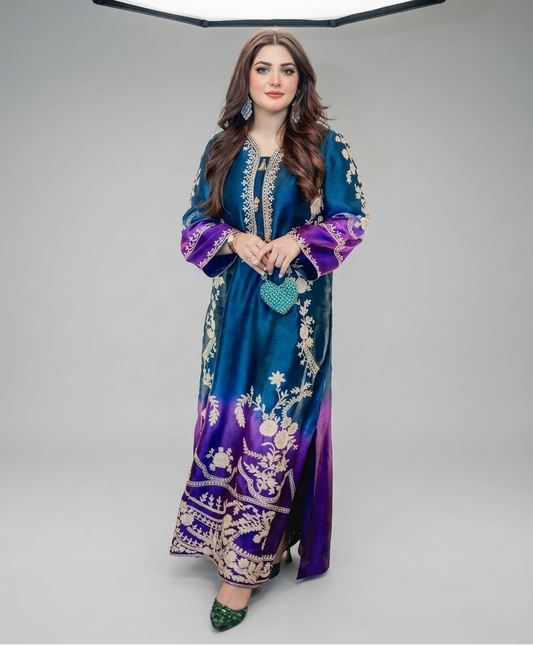 2-Piece Long Printed Kaftan