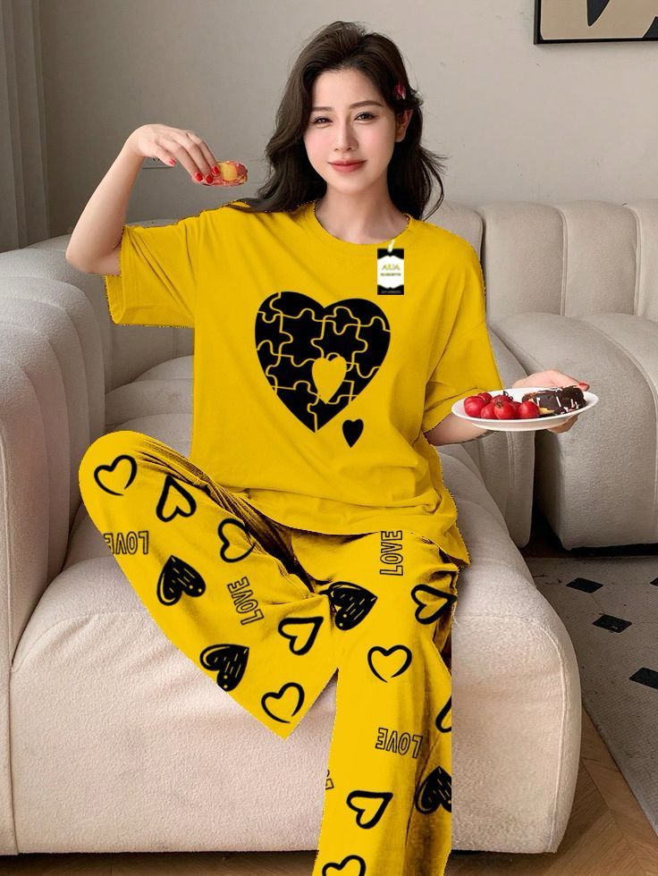 Night Suit with Printed Trouser