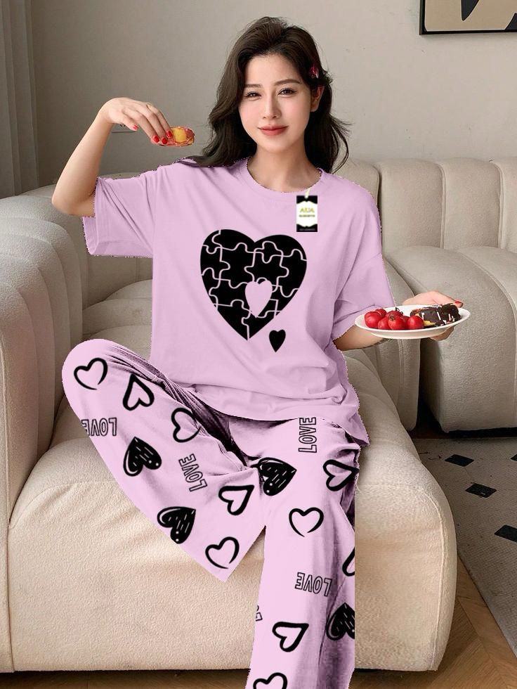 Night Suit with Printed Trouser