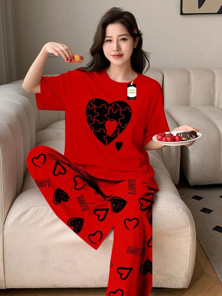Night Suit with Printed Trouser