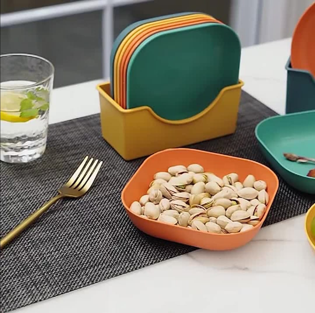Pack Of 10 Square Plate Set